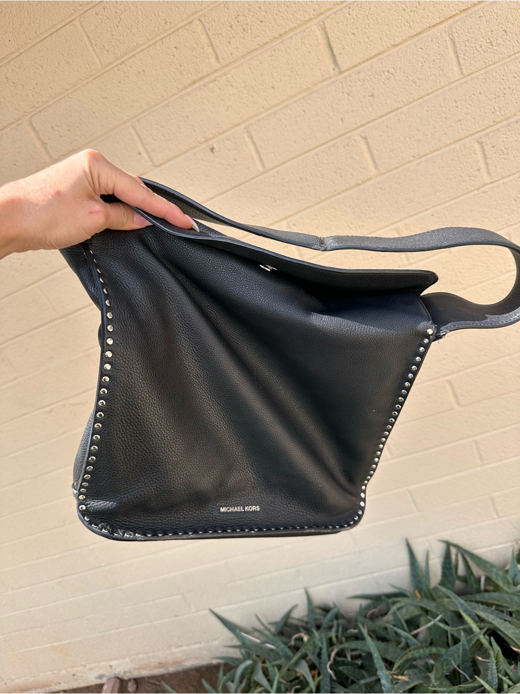 Black Stud-Trim Shoulder Bag Michael Kors Studded Bag — image 2 of 8